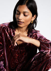Blouse velour imprime - Grenat