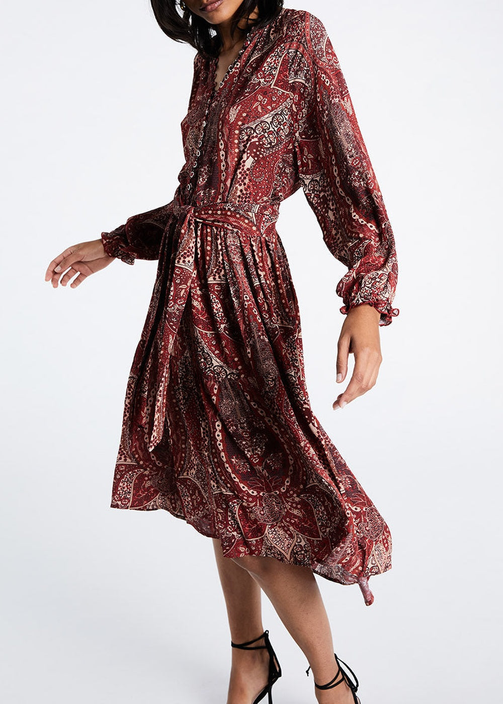 Robe midi évasée - Grenat