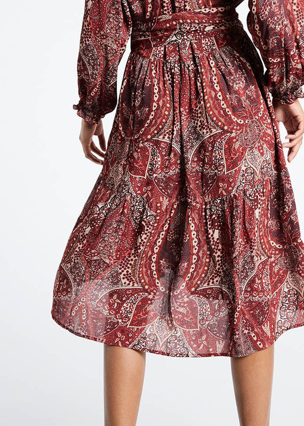 Robe midi évasée - Grenat