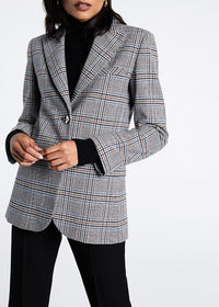 Long checked wool jacket - Grey