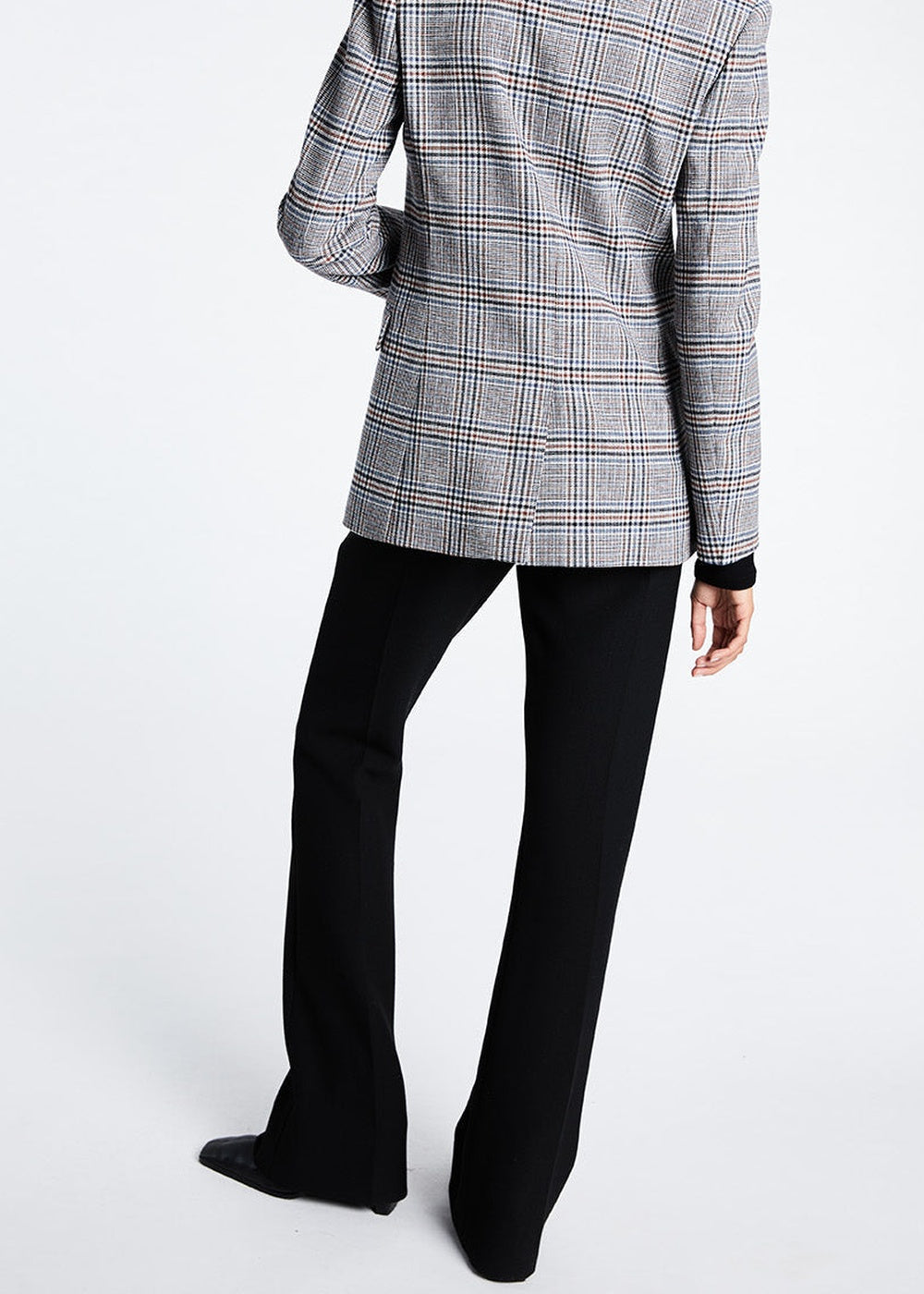 Long checked wool jacket - Grey