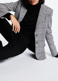 Long checked wool jacket - Grey