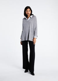 Pull bi-material - Gris Moyen