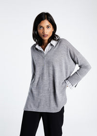 Pull bi-material - Gris Moyen