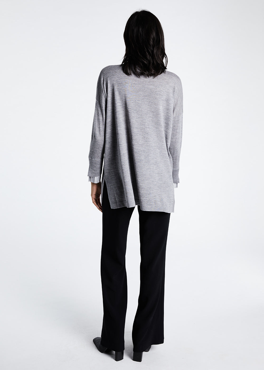 Pull bi-material - Gris Moyen