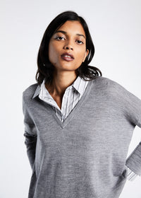 Pull bi-material - Gris Moyen