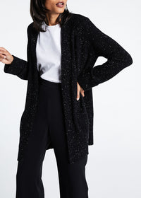 Long sequinned cashmere cardigan - Black