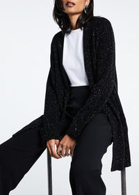 Long sequinned cashmere cardigan - Black
