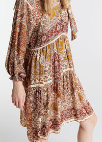 Robe ceinturée et évasée - Multicolore