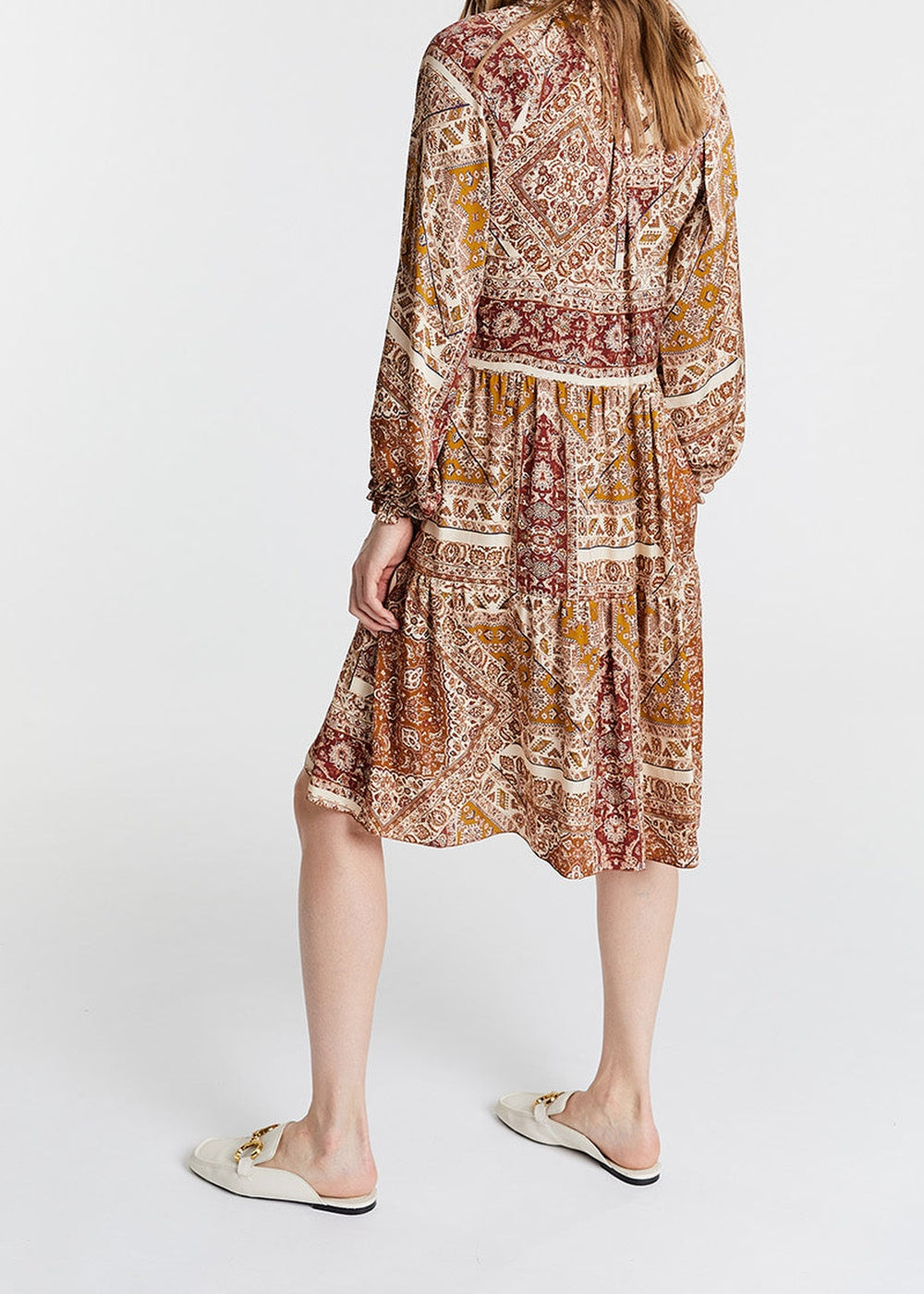 Robe ceinturée et évasée - Multicolore