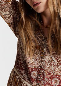 Robe ceinturée et évasée - Multicolore