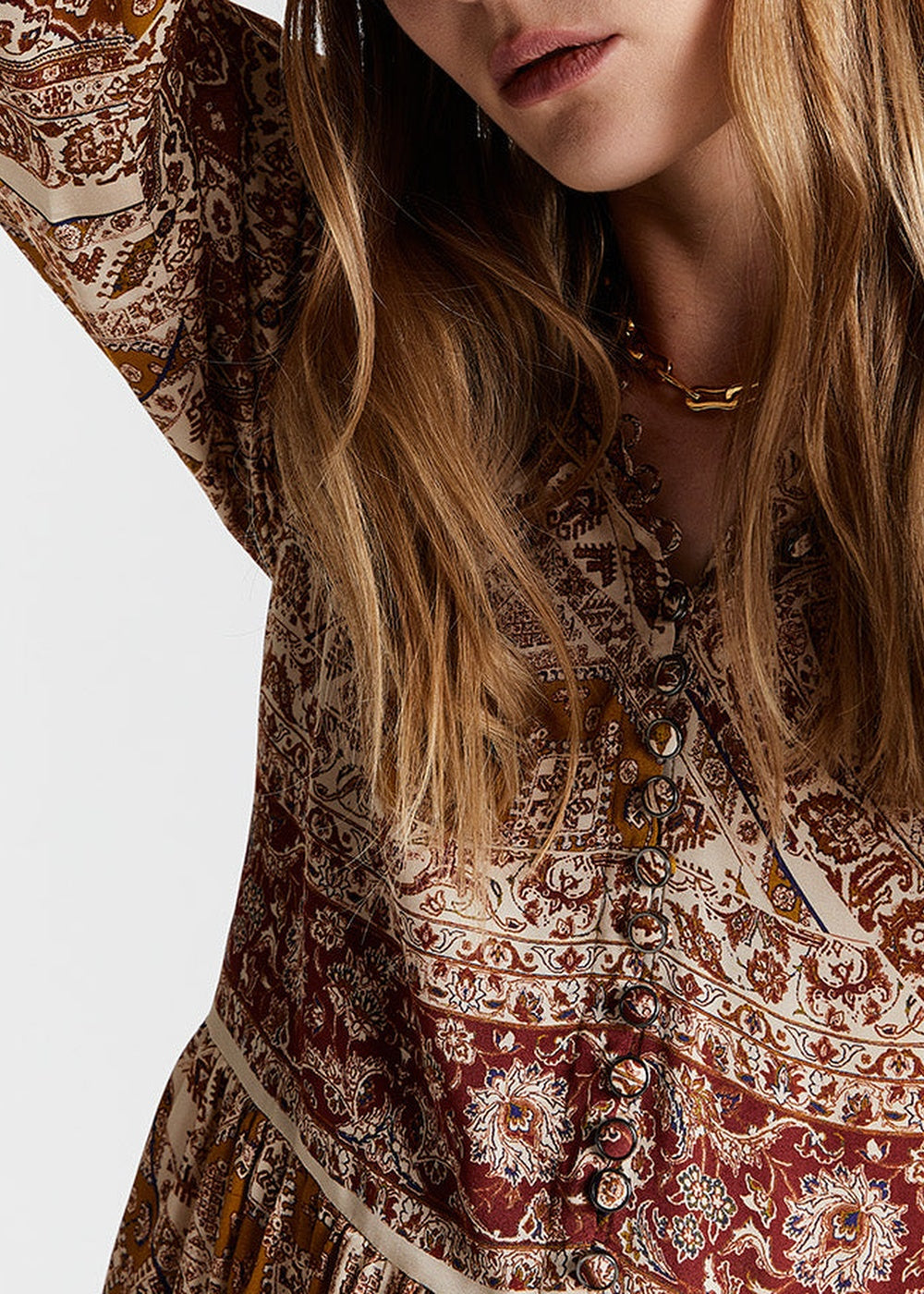 Robe ceinturée et évasée - Multicolore