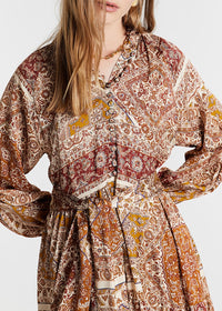 Robe ceinturée et évasée - Multicolore