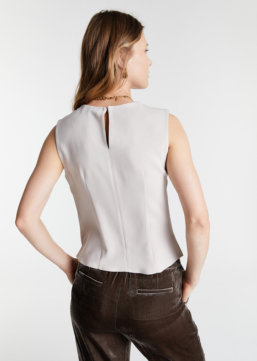 Haut sans manches fentes cotes - Ficelle