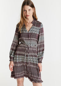 Robe imprime viscose - Prune