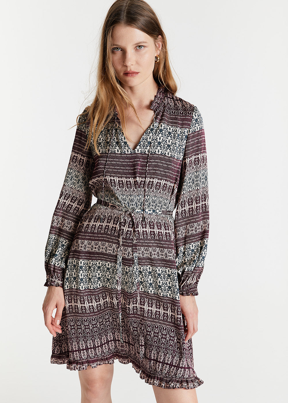 Robe imprime viscose - Prune