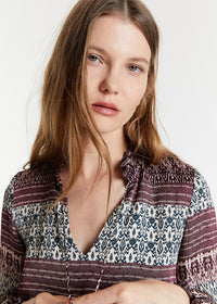 Robe imprime viscose - Prune