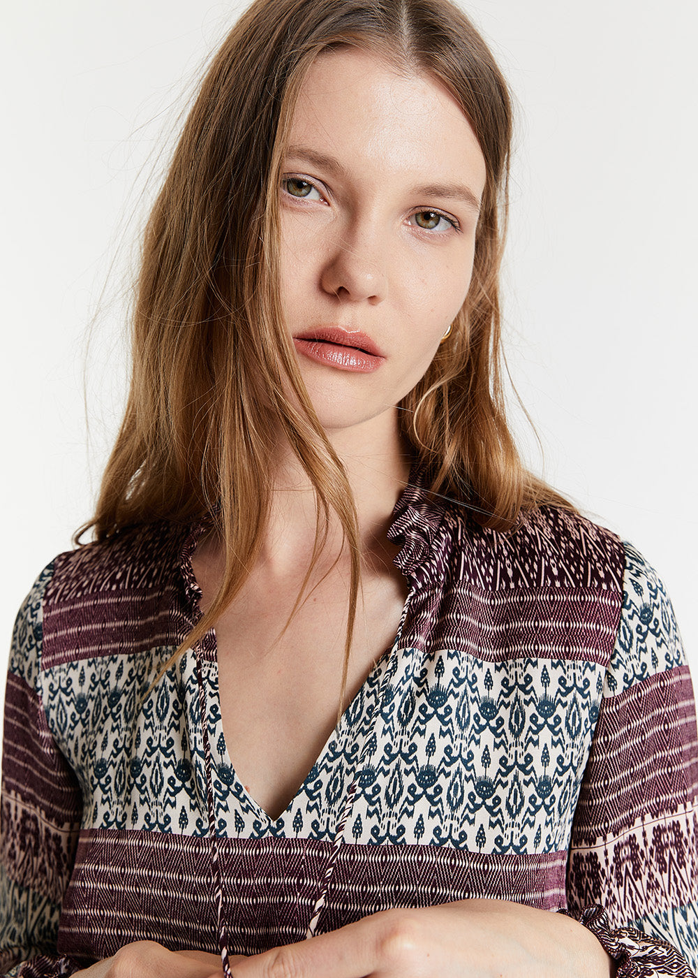 Robe imprime viscose - Prune