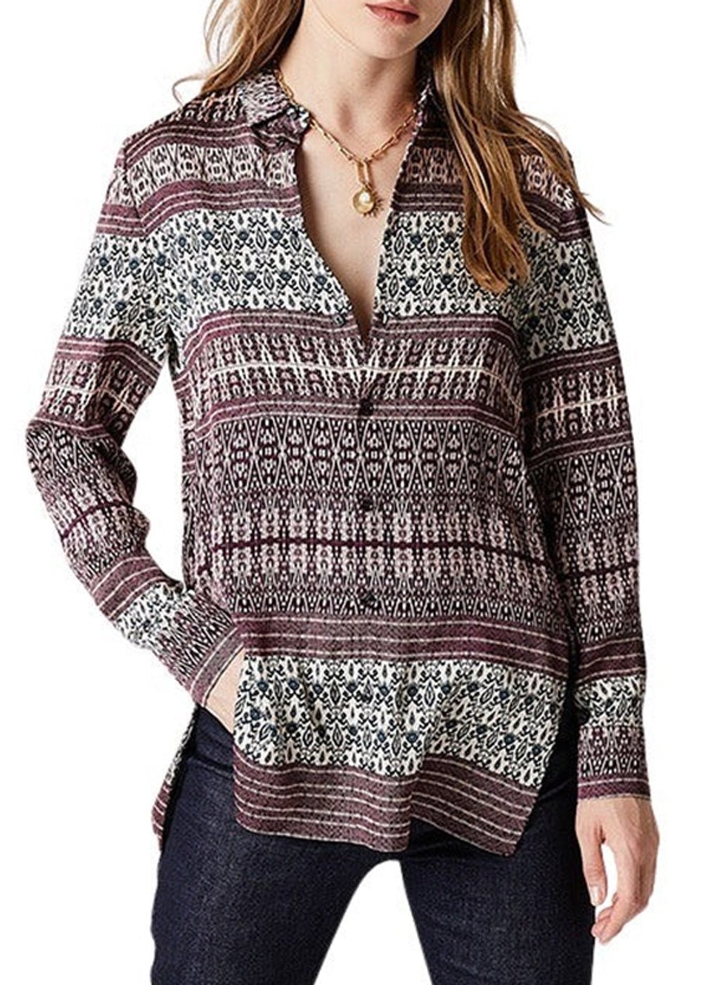 Chemise imprime viscose - Prune