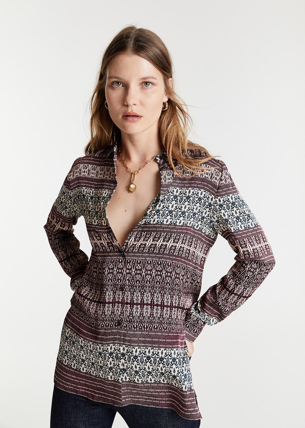 Chemise imprime viscose - Prune