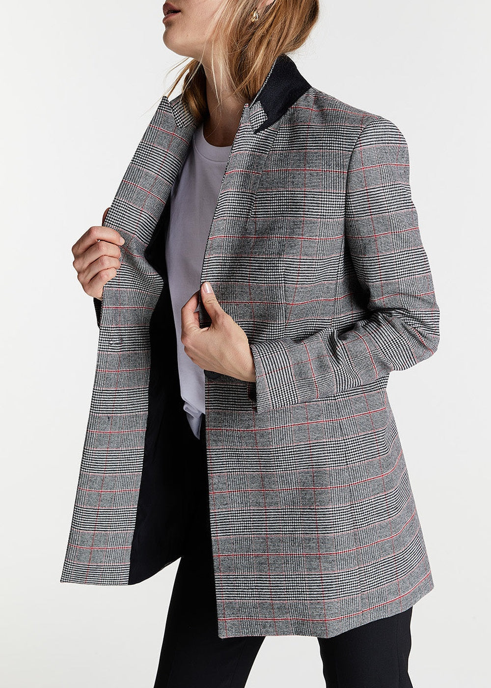 Wool jacket with a Prince of Wales check pattern - Grey