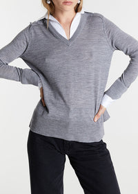 Wool jumper with shirt-style detailing - Grey