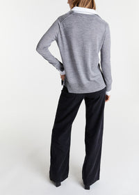 Wool jumper with shirt-style detailing - Grey