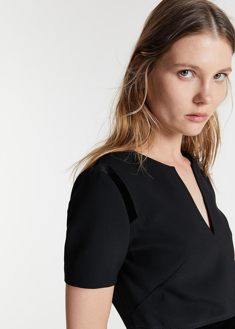 Robe bi matiere oppo velours - Noir