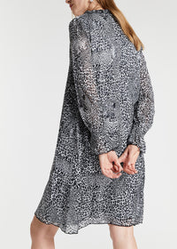 Ruffled dress with animal print - Khaki