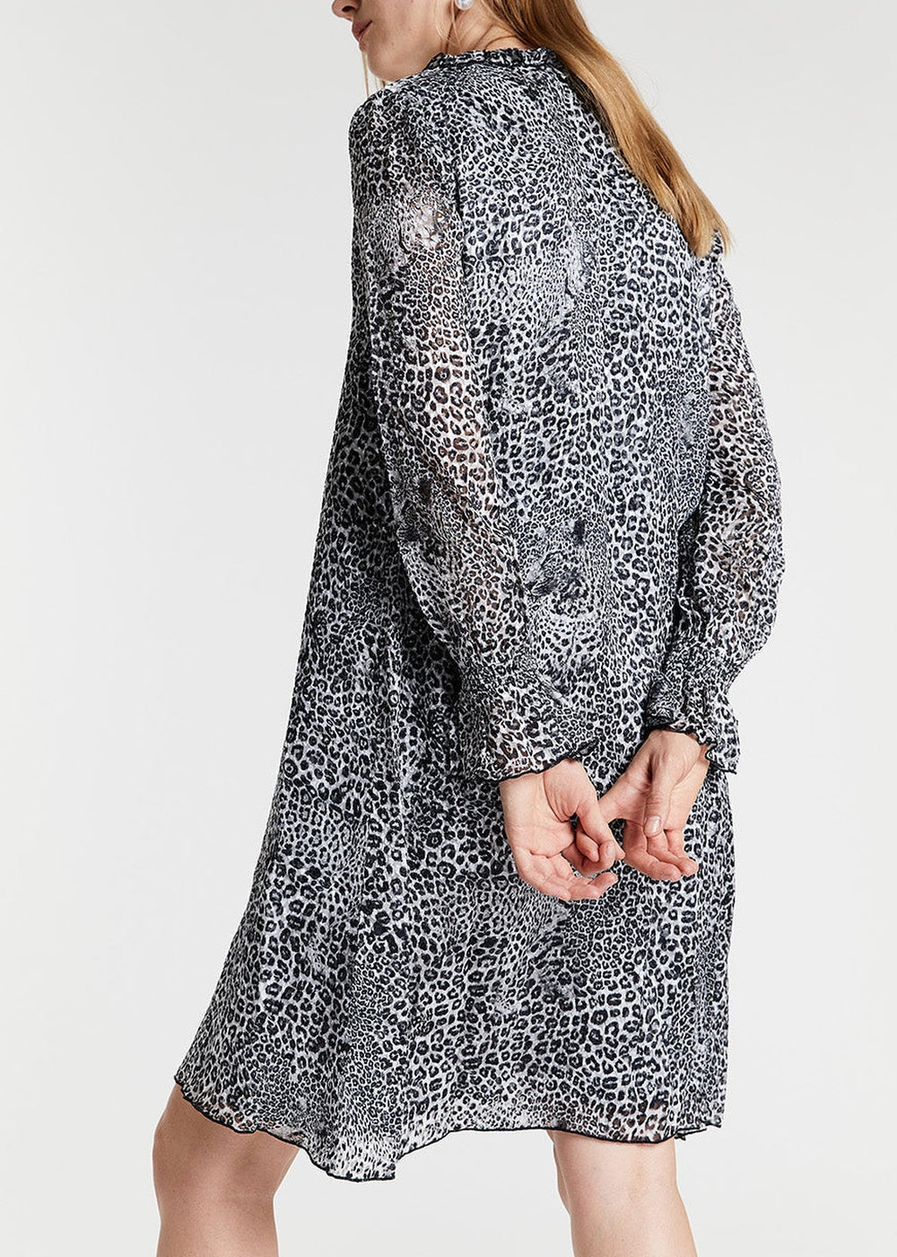 Ruffled dress with animal print - Khaki