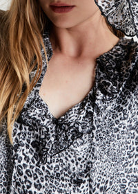 Ruffled dress with animal print - Khaki