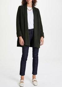 Cardigan long côtelé en laine & cachemire - Kaki