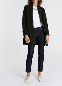 Cardigan long côtelé en laine & cachemire - Blanc Cassé
