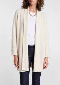 Long ribbed wool and cashmere cardigan - Off-white