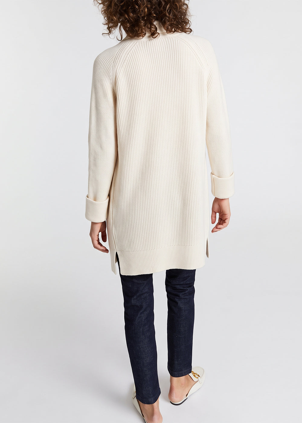 Long ribbed wool and cashmere cardigan - Off-white