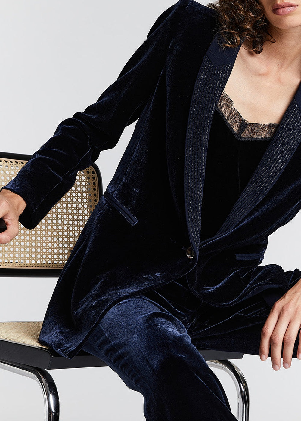 Velvet jacket - Navy blue
