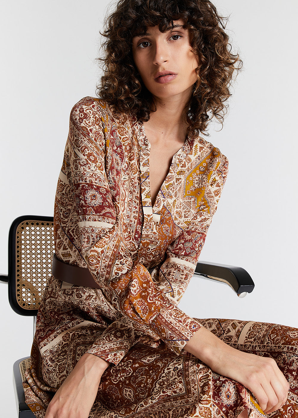 Robe longue imprime cachemire - Multicolore