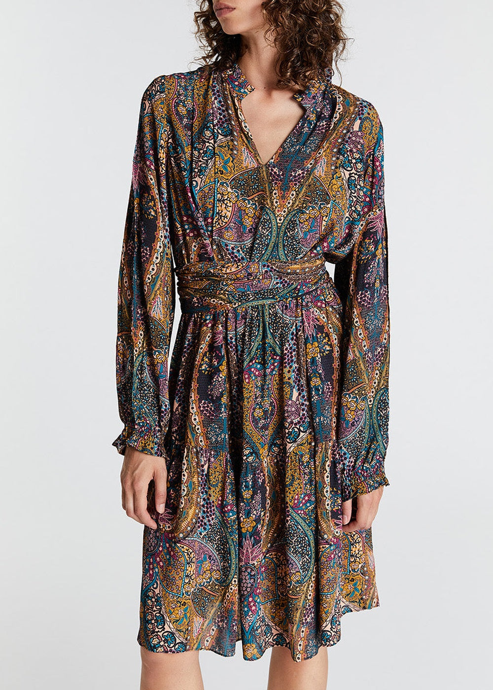 Robe évasée et ceinturée - Multicolore