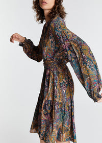 Robe évasée et ceinturée - Multicolore
