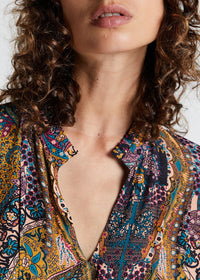 Robe évasée et ceinturée - Multicolore