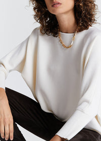 Pull ample col bateau en laine - Noir