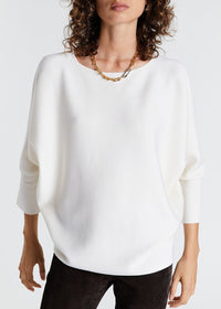 Pull ample col bateau en laine - Noir