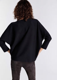 Pull ample col bateau en laine - Noir