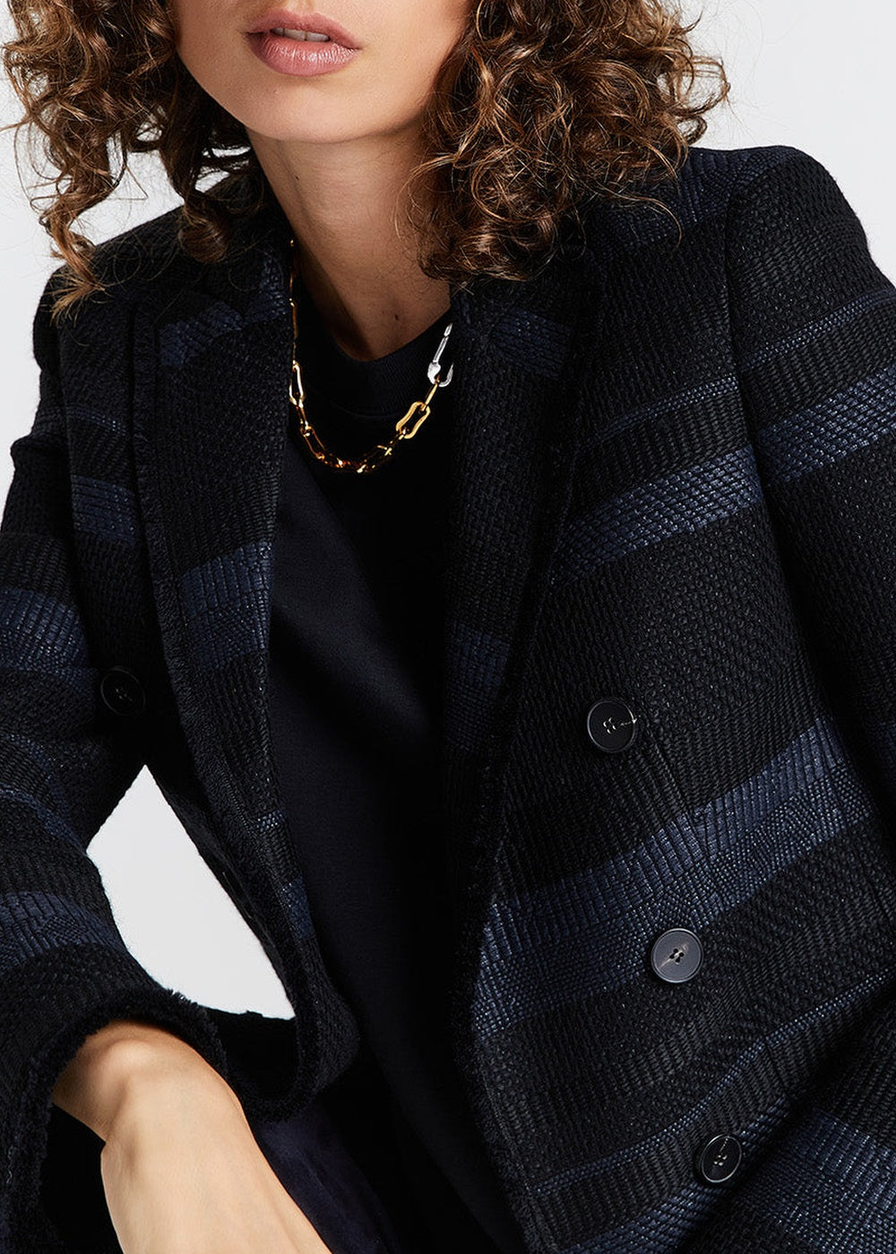 Veste mi-longue texturée - Noir