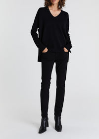 Pull ample col rond en laine & cachemire - Noir