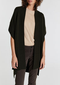 Cardigan long sans manches en laine & cachemire - Noir