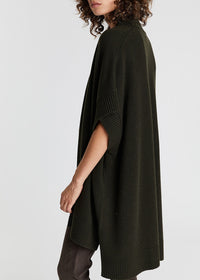 Cardigan long sans manches en laine & cachemire - Noir