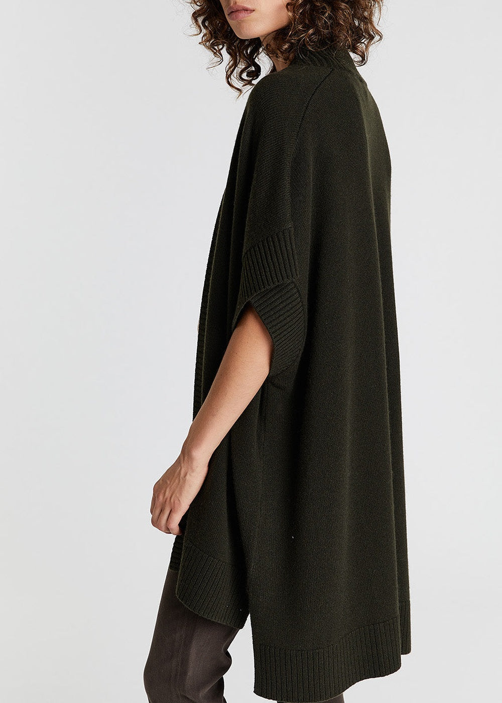 Cardigan long sans manches en laine & cachemire - Noir