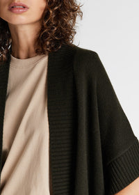 Cardigan long sans manches en laine & cachemire - Noir