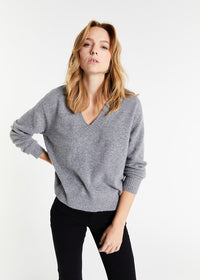 Pull col v - Gris Moyen